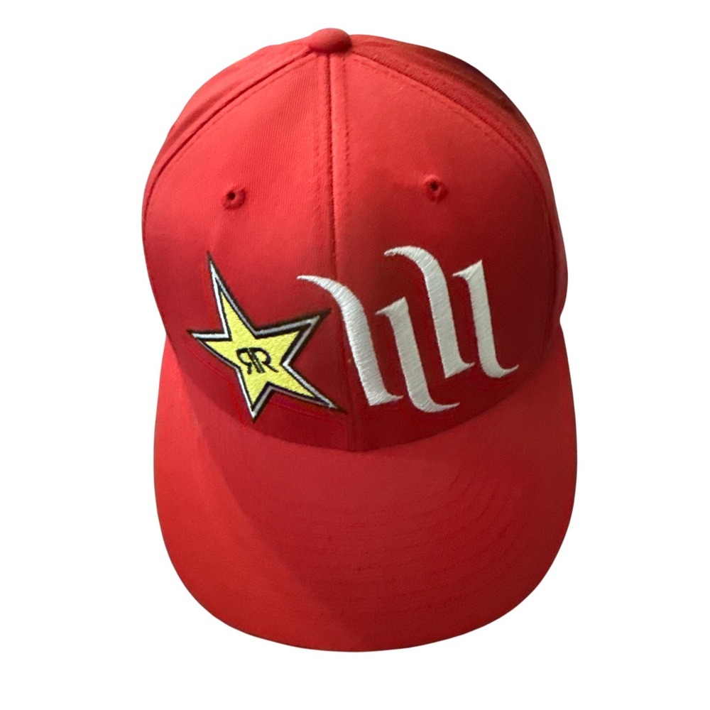 Rockstar Energy Hart Huntington 210 Fitted Flexfit Hat Red Embroidered Cap L/XL